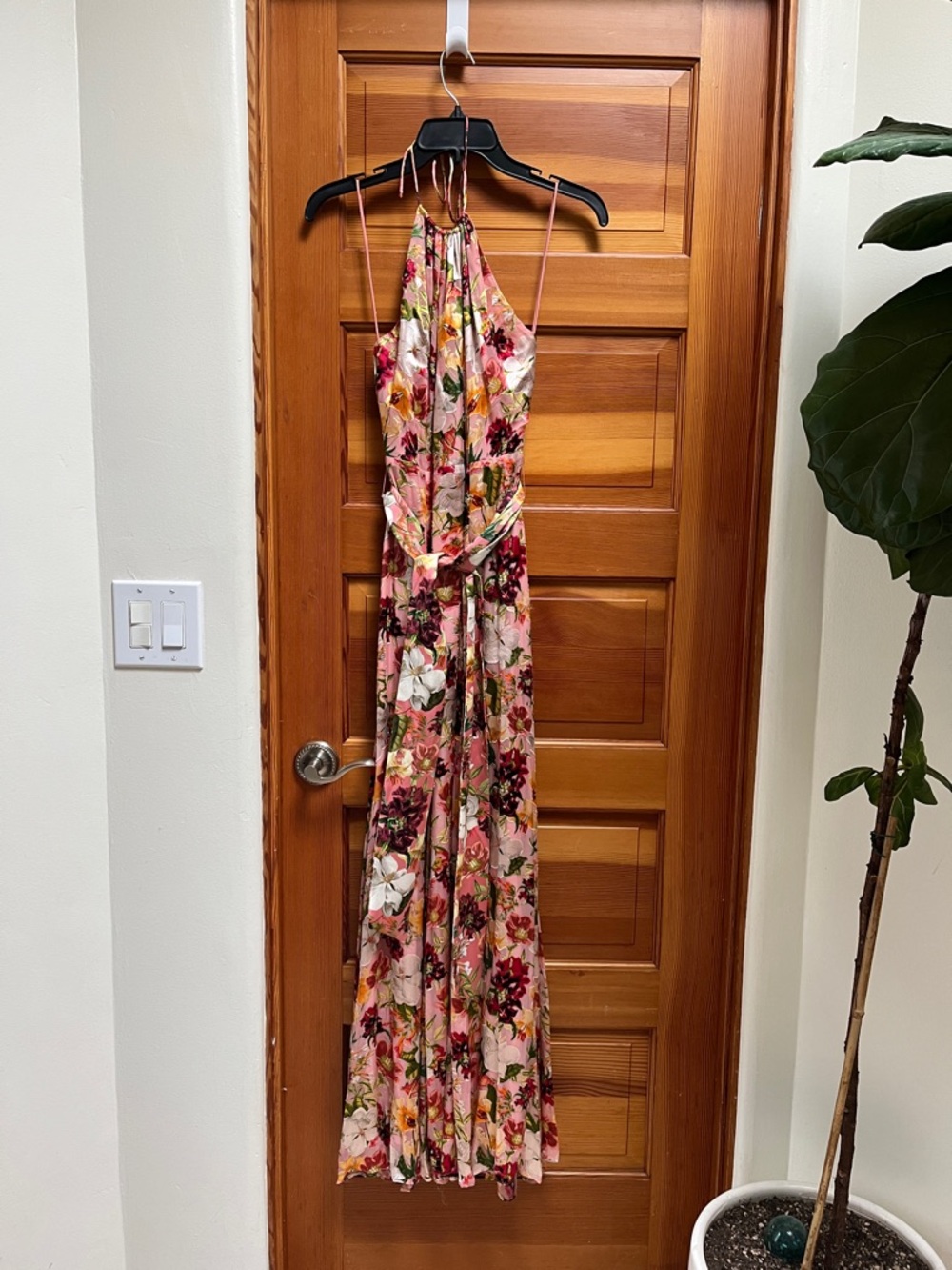 Alice + Olivia Pink Floral Halter Maxi Dress